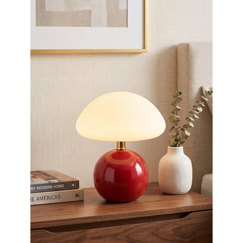 Keramische Tafellamp met Rotomold Kap - Warm Wit LED 3000K - Ø 20 cm - Scandinavische Designlamp | Sansoti