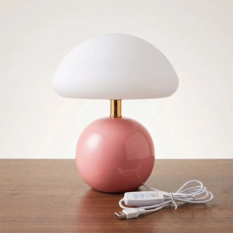 Keramische Tafellamp met Rotomold Kap - Warm Wit LED 3000K - Ø 20 cm - Scandinavische Designlamp | Sansoti