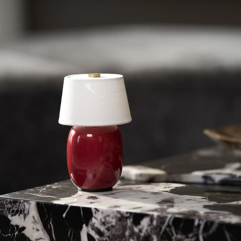 Draagbare Tafellamp met Geïntegreerde Batterij 240 lm Warm Wit 3000K Keramiek Linnen Kap Touch-Bediening | Sansoti