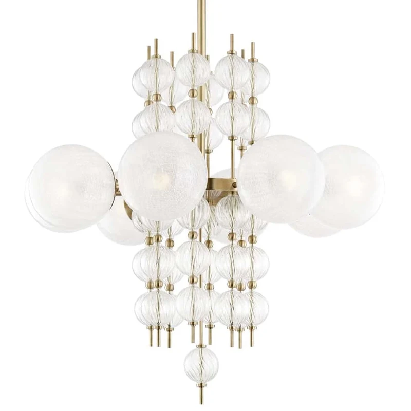 Moderne Glazen Kroonluchter met 8 Lichtpunten 86cm – Elegant Staal met Bolvormige Kappen voor Eetkamer Woonkamer | Sansoti