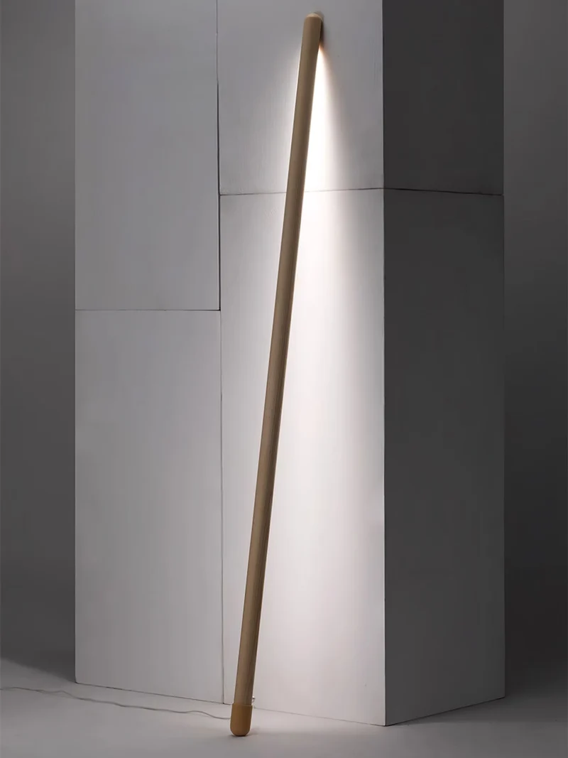 Scandinavische Vloerlamp Hout & Acryl met Geïntegreerde LED Staaflamp 135cm | Sansoti