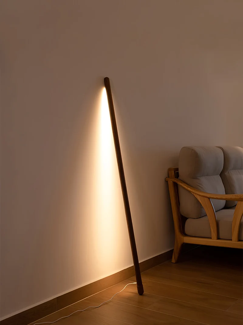 Scandinavische Vloerlamp Hout & Acryl met Geïntegreerde LED Staaflamp 135cm | Sansoti