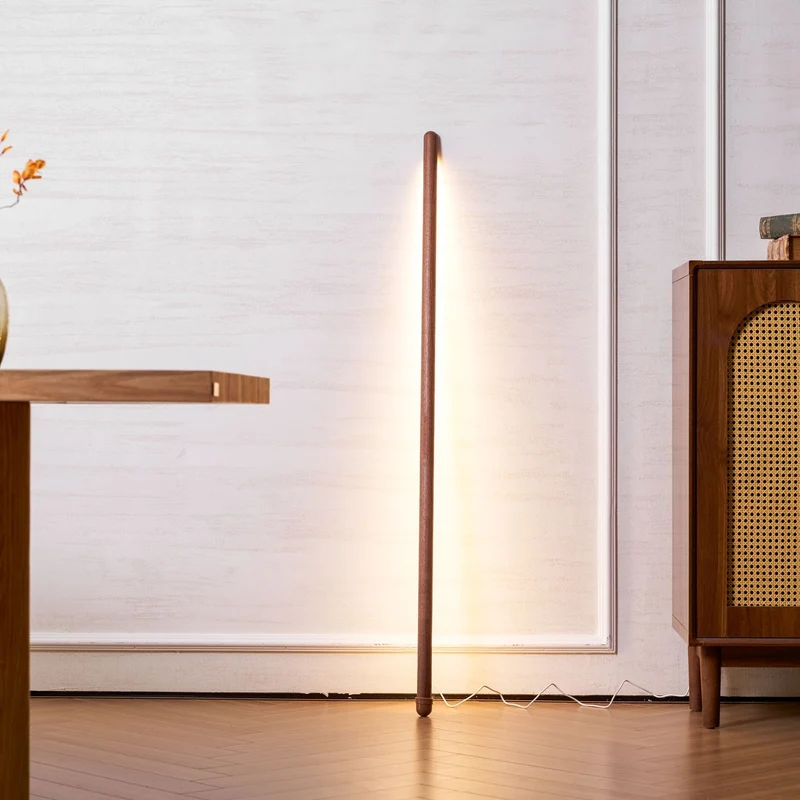 Scandinavische Vloerlamp Hout & Acryl met Geïntegreerde LED Staaflamp 135cm | Sansoti