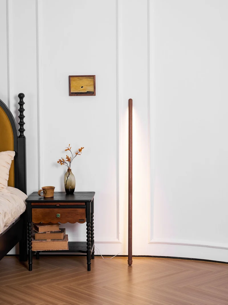 Scandinavische Vloerlamp Hout & Acryl met Geïntegreerde LED Staaflamp 135cm | Sansoti
