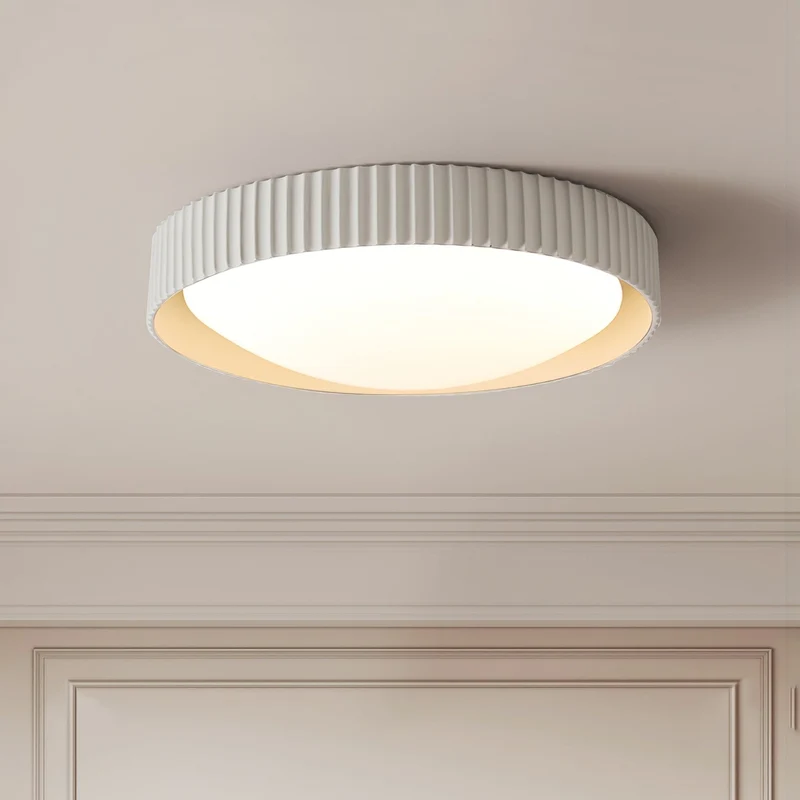 Moderne Plafondlamp Ribbed – Acryl Kap met Harsframe – Warm/Neutraal/Koel Licht – Ø46cm – Oranje, Grijs of Blauw | Sansoti