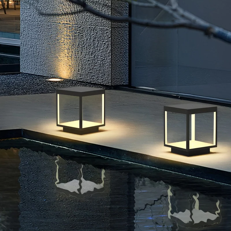 LED Buitenlamp voor Paal Modern Edelstaal IP54 Warm Wit Open Frame Ontwerp Tuinverlichting Muurdecoratie Oplaadbaar | Sansoti