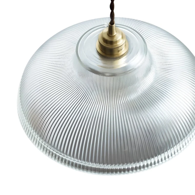 Vintage Hanglamp met Prismatisch Glas - E27 Fitting - Messing & Groen - Dimbaar - Retro Keukenverlichting - Eettafelverlichting | Sansoti