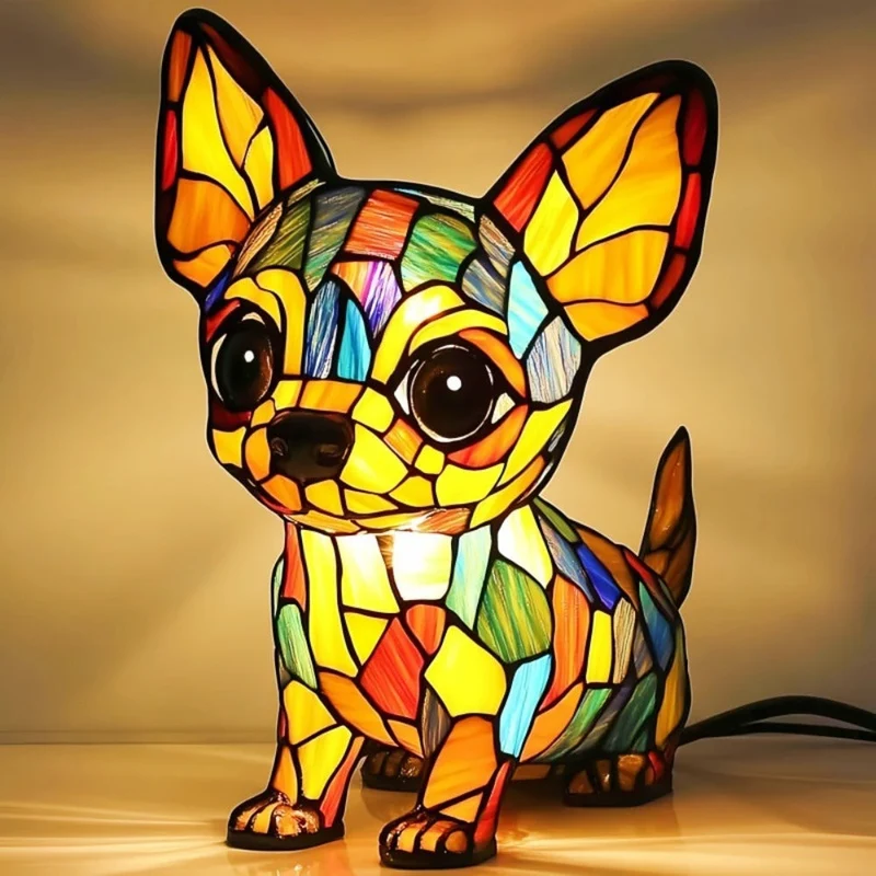 LED-Hondenlamptafel Chihuahua Decoratieve Dierenverlichtingsaccessoire Warmwit Handgemaakt Kunstwerk Voor Woon- en Slaapkamer Cadeau Voor Honden Liefhebbers | Sansoti