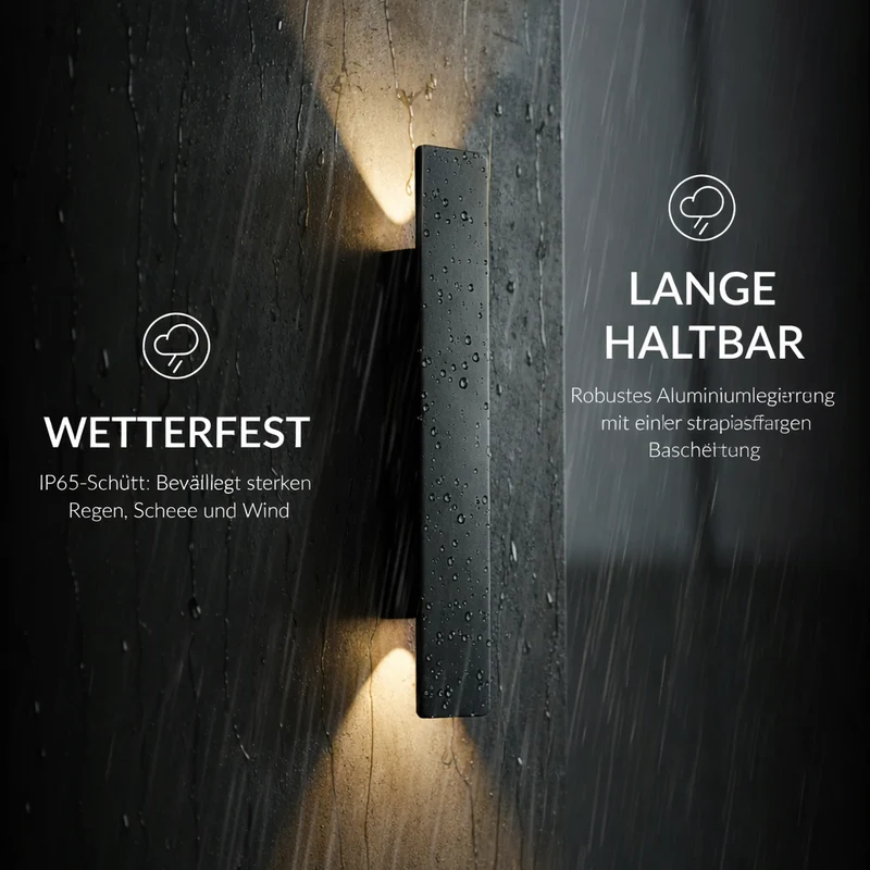 Moderne LED Wandlamp voor Buiten IP65 Aluminium Up & Down Licht Warm Wit Zwart voor Gevel en Terras | Sansoti