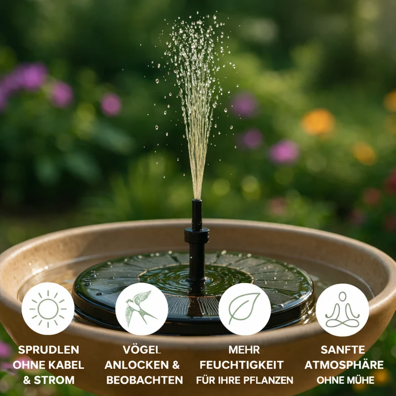 Zonne-energie Fonteinpomp voor Vijver Vogelbad en Tuin met Automatische Werking | Sansoti