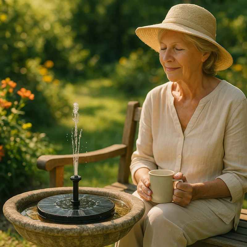 Zonne-energie Fonteinpomp voor Vijver Vogelbad en Tuin met Automatische Werking | Sansoti