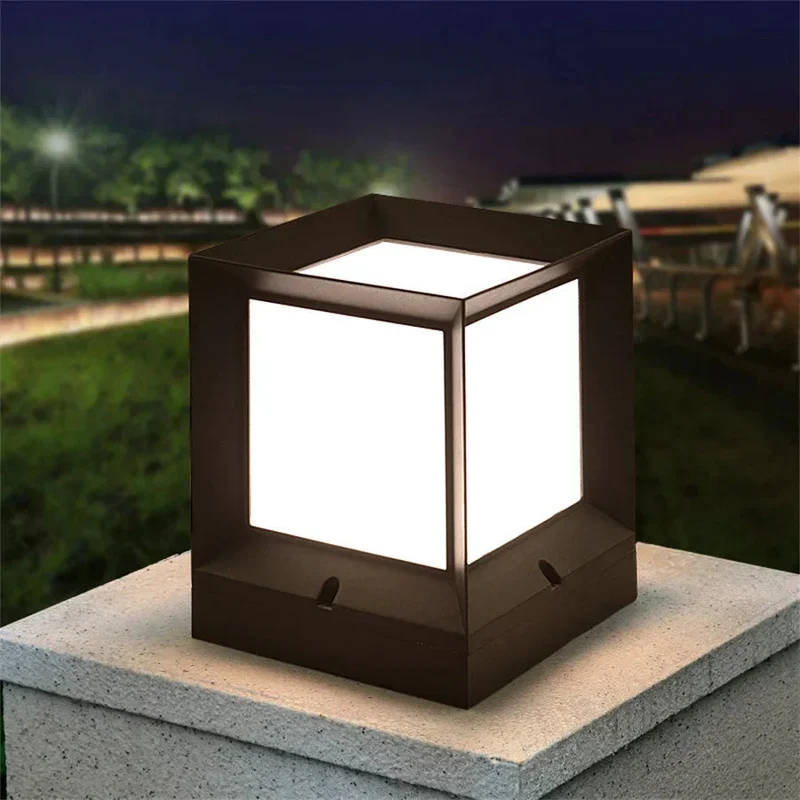 Moderne Tuinlamp Sokkel Zwart Frame Wit Diffuser voor Tuin Oprit & Poorten | Sansoti