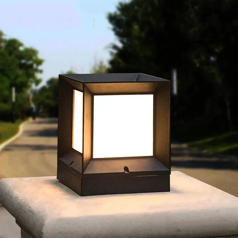 Moderne Tuinlamp Sokkel Zwart Frame Wit Diffuser voor Tuin Oprit & Poorten | Sansoti