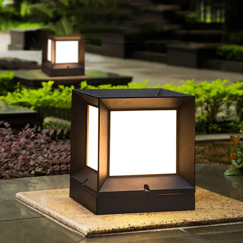 Moderne Tuinlamp Sokkel Zwart Frame Wit Diffuser voor Tuin Oprit & Poorten | Sansoti