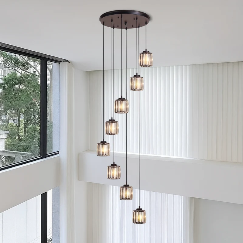 Kristallen Trapverlichting met Glazen Cascade | 5-Laags Design voor Trappenhuis & Entree | Sansoti