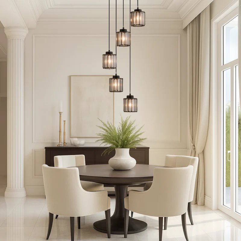 Kristallen Trapverlichting met Glazen Cascade | 5-Laags Design voor Trappenhuis & Entree | Sansoti