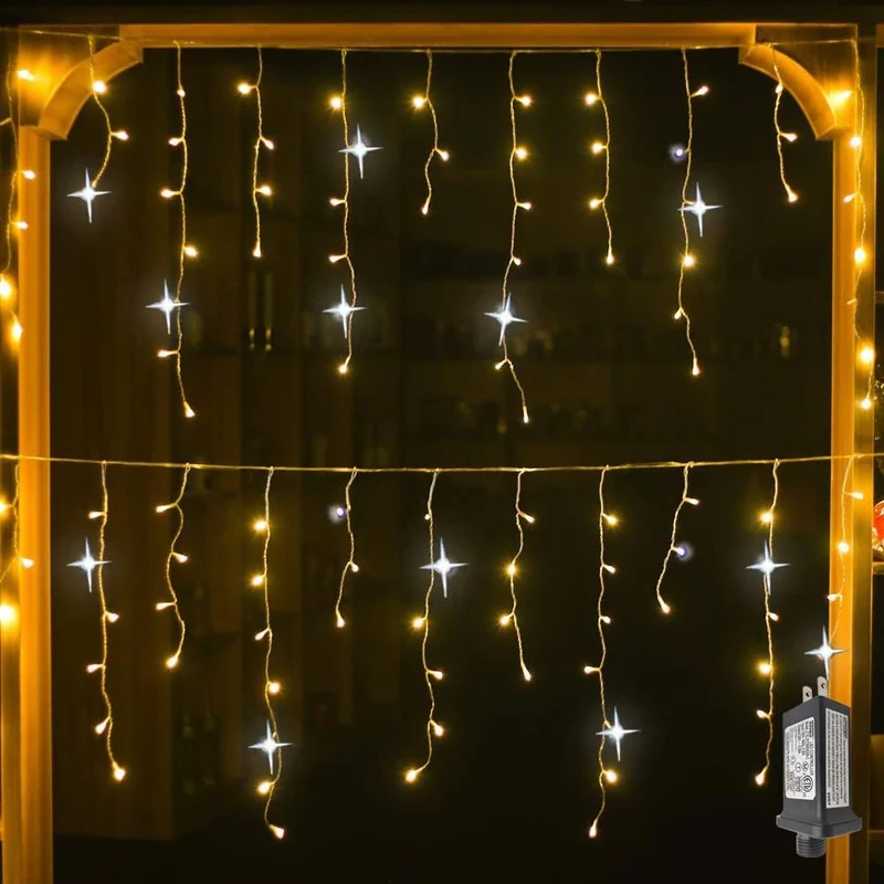 LED IJspegelverlichting 4-32m Warm Wit Flakkereffect Kerst Tuindecoratie Exterieur IP44 Waterdicht | Sansoti