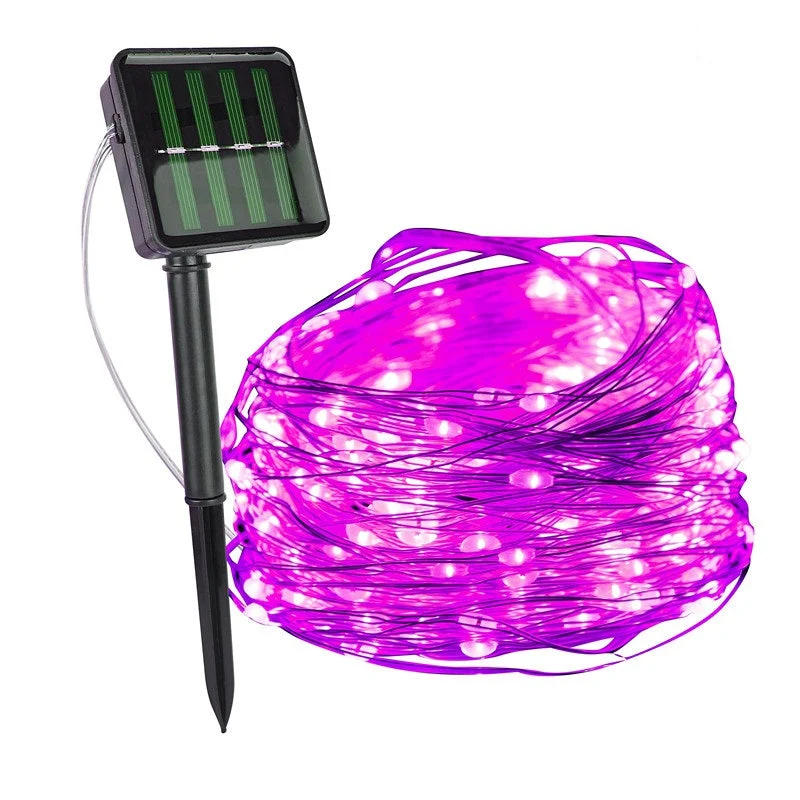 Solar LED Lichtsnoer Warm Wit Groene Koperdraad IP65 Waterdicht Voor Tuin Terras & Balkon | Sansoti