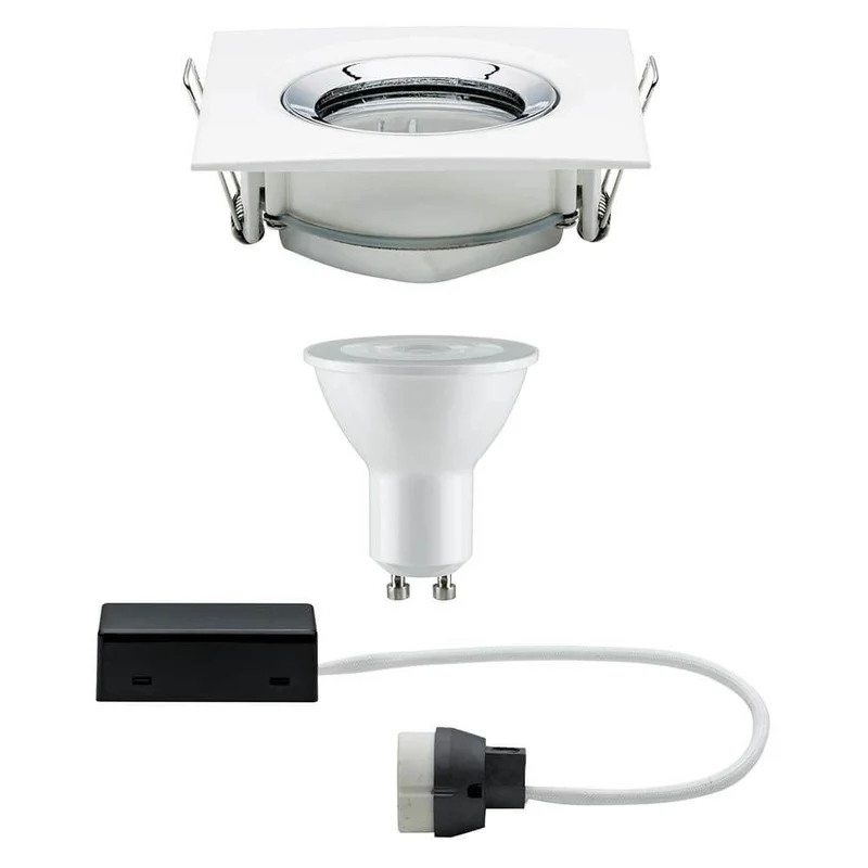 Premium EBL Set Nova IP65 eck LED 1x7W GU10 Ws matt-Chrom Alu Zi