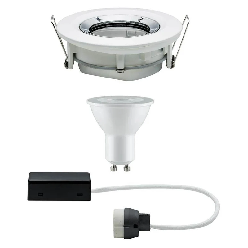 Premium EBL Set Nova IP65 schwenkbar LED 1x7W GU10 Ws matt-Chrom Alu