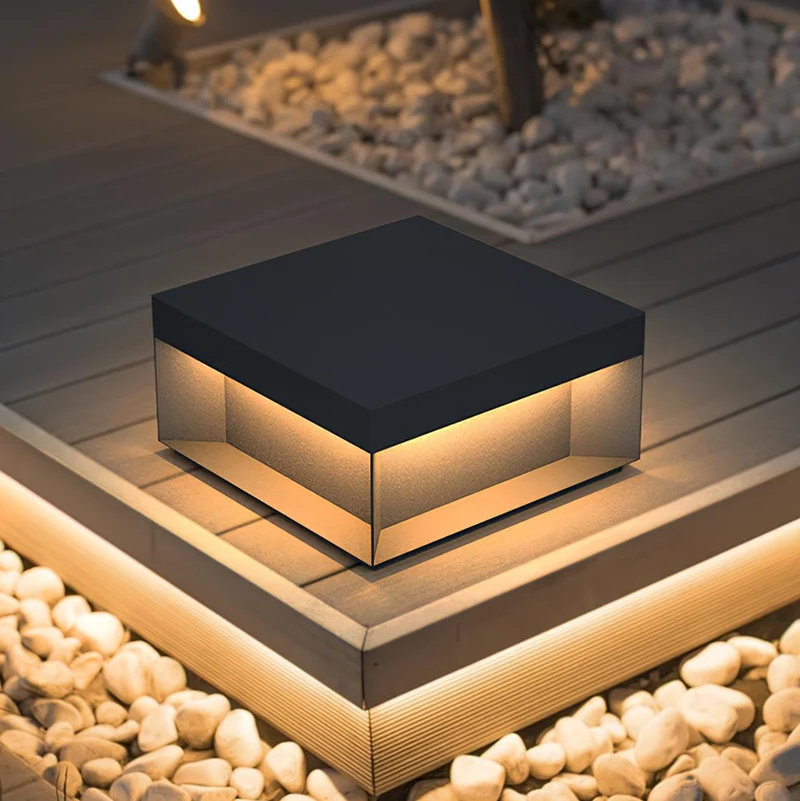 Solar Tuinpaal Verlichting Modern IP65 Zwart Aluminium Wegverlichting Waterdicht voor Tuin Oprit Terras | Sansoti