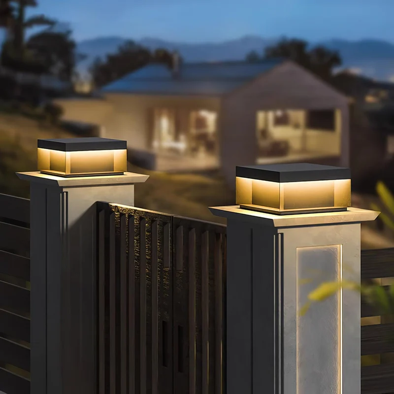 Solar Tuinpaal Verlichting Modern IP65 Zwart Aluminium Wegverlichting Waterdicht voor Tuin Oprit Terras | Sansoti