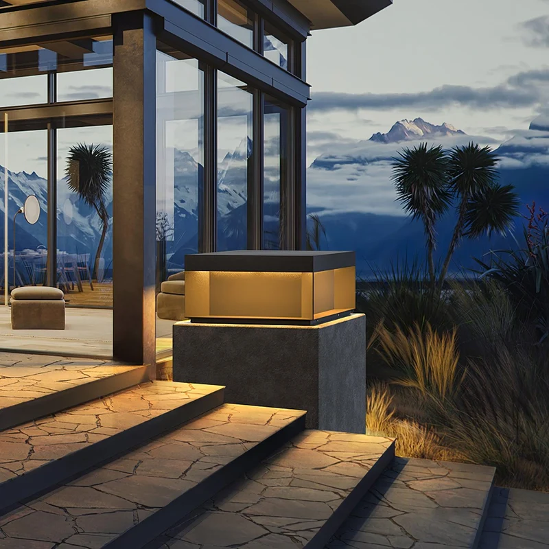 Solar Tuinpaal Verlichting Modern IP65 Zwart Aluminium Wegverlichting Waterdicht voor Tuin Oprit Terras | Sansoti