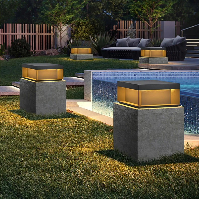 Solar Tuinpaal Verlichting Modern IP65 Zwart Aluminium Wegverlichting Waterdicht voor Tuin Oprit Terras | Sansoti