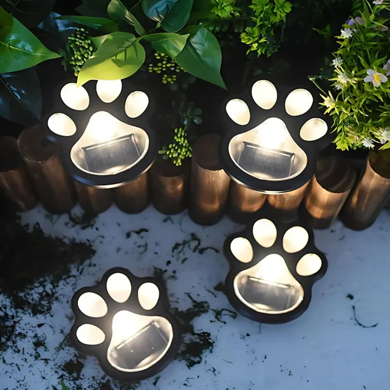 Solar Tuinverlichting Pootafdruk Vormgegeven LED Warm Wit Decoratief Padlicht voor Buiten | Sansoti