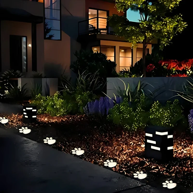 Solar Tuinverlichting Pootafdruk Vormgegeven LED Warm Wit Decoratief Padlicht voor Buiten | Sansoti
