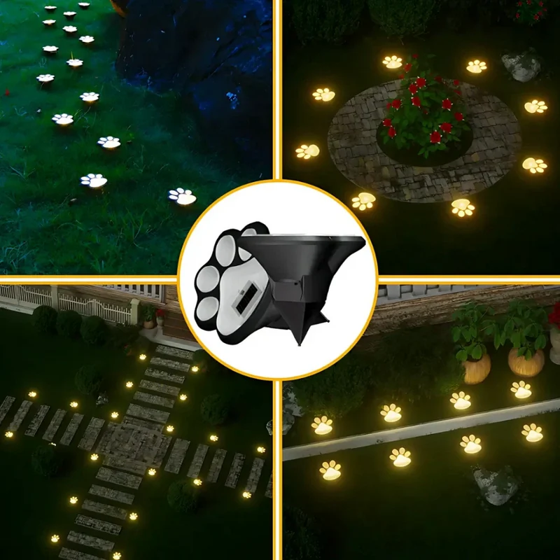 Solar Tuinverlichting Pootafdruk Vormgegeven LED Warm Wit Decoratief Padlicht voor Buiten | Sansoti