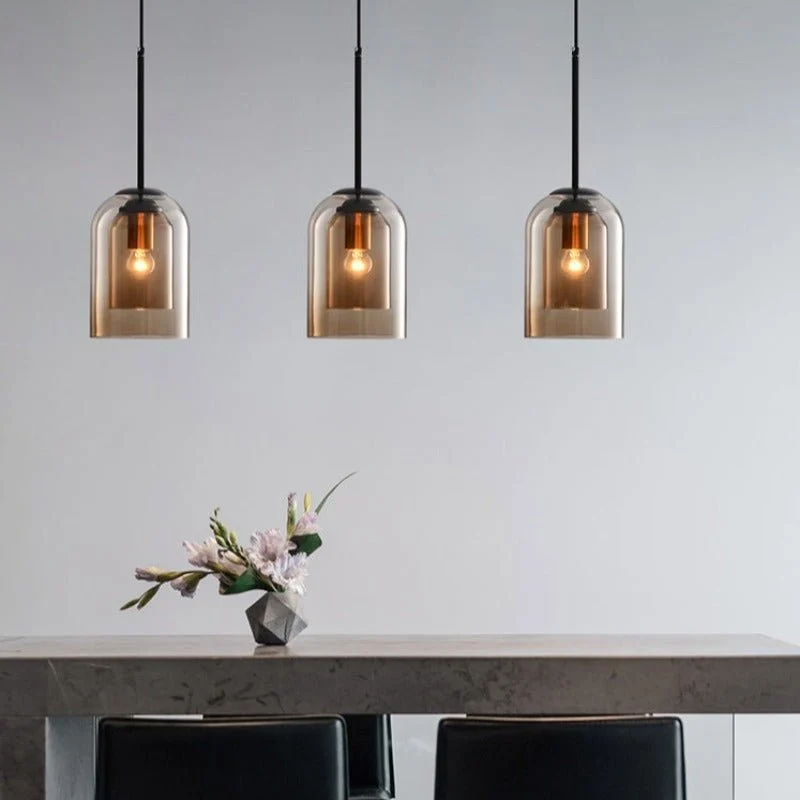 Moderne Hanglamp Dubbel Glas Smoked Grey Rust Eetkamer Vintage Verlichting Scandinavisch Design Mid-Century Stijl | Sansoti
