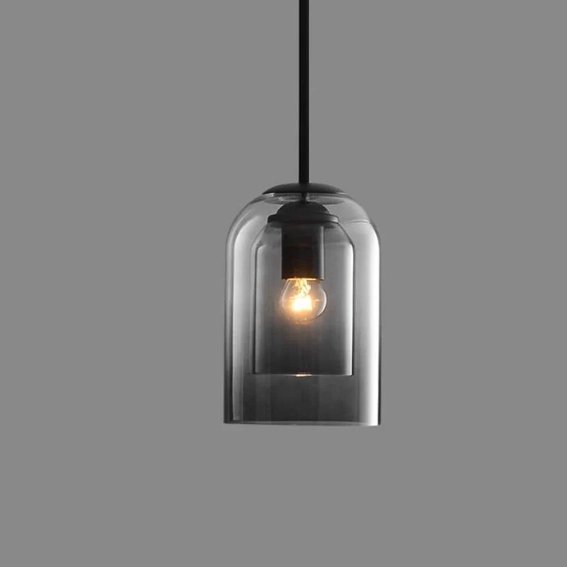 Moderne Hanglamp Dubbel Glas Smoked Grey Rust Eetkamer Vintage Verlichting Scandinavisch Design Mid-Century Stijl | Sansoti