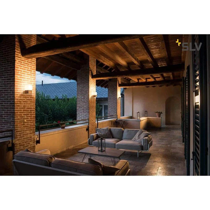 Square Wall E27 Outdoor Wandleuchte Alu-Gebürstet IP44