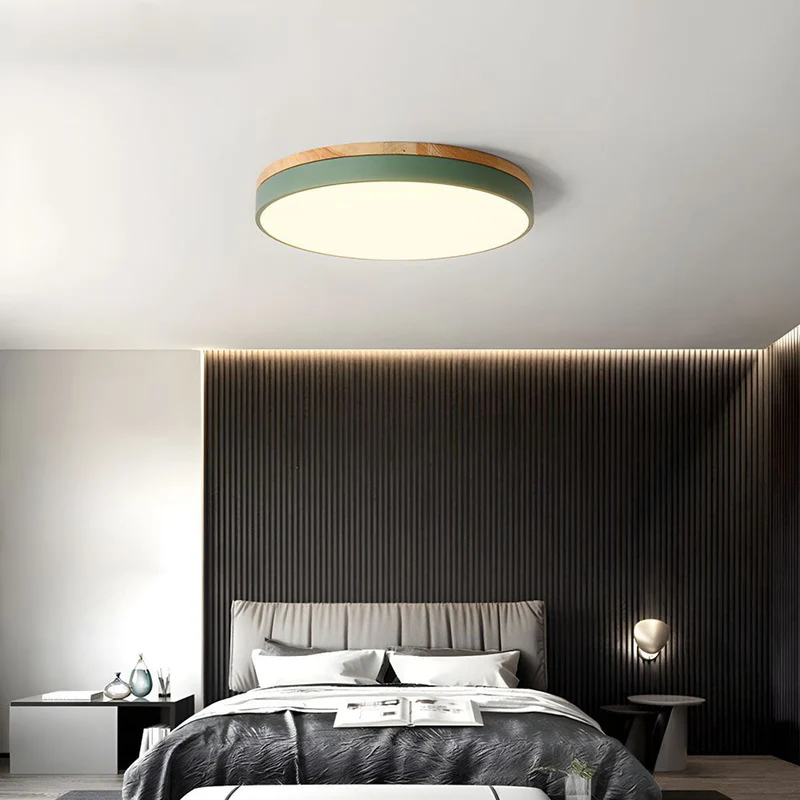 Plafondlamp Hout Rond LED met Acryl – Dimbaar Warm Licht Scandinavisch Design Woonkamer Slaapkamer 30cm 40cm 50cm 60cm | Sansoti