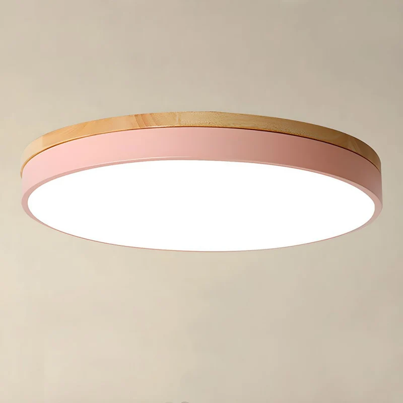 Plafondlamp Hout Rond LED met Acryl – Dimbaar Warm Licht Scandinavisch Design Woonkamer Slaapkamer 30cm 40cm 50cm 60cm | Sansoti