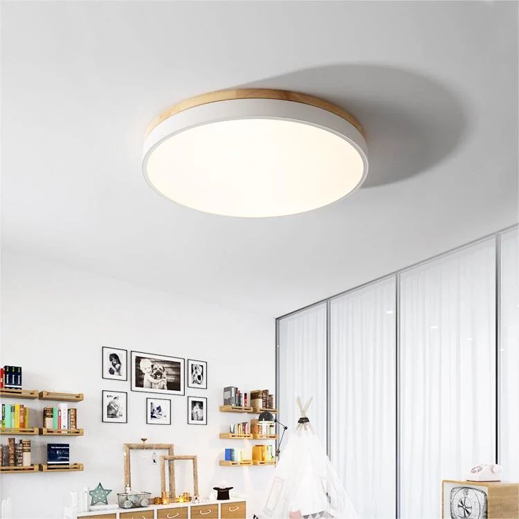 Ronde Plafondlamp met LED en Natuurlijk Hout — Scandinavisch Design met Dimfunctie | Sansoti