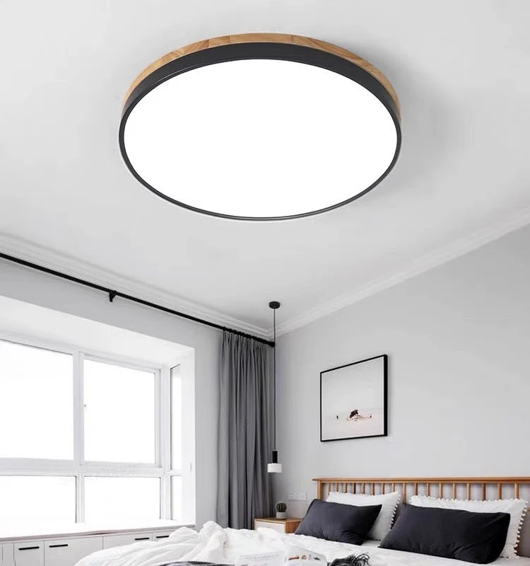 Ronde Plafondlamp met LED en Natuurlijk Hout — Scandinavisch Design met Dimfunctie | Sansoti