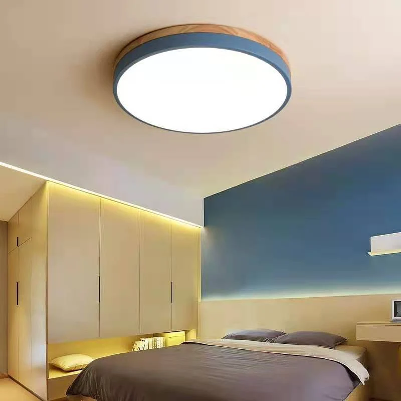 Ronde Plafondlamp met LED en Natuurlijk Hout — Scandinavisch Design met Dimfunctie | Sansoti