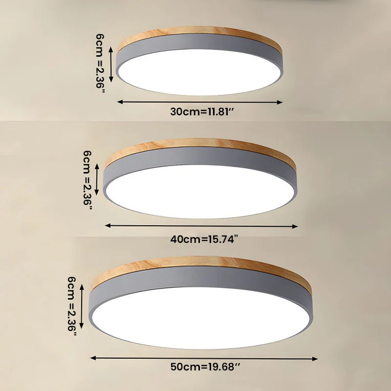 Ronde Plafondlamp met LED en Natuurlijk Hout — Scandinavisch Design met Dimfunctie | Sansoti