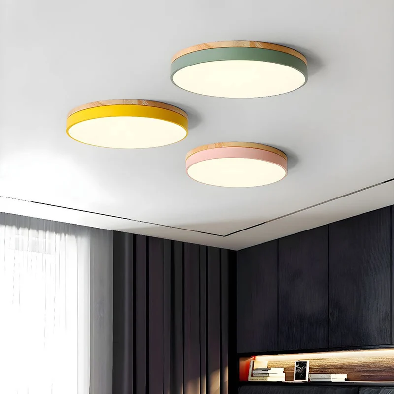 Ronde Plafondlamp met LED en Natuurlijk Hout — Scandinavisch Design met Dimfunctie | Sansoti