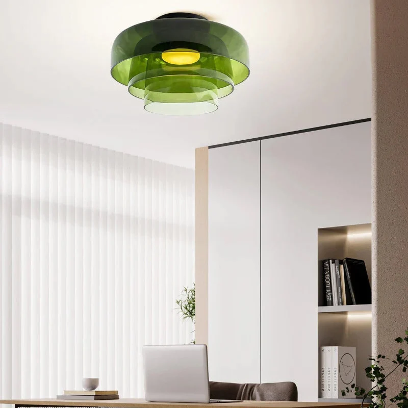 Design Glazen Plafondlamp met Gelaagde Structuur — Elegant Lichtspel voor Eetkamer, Woonkamer en Slaapkamer | Sansoti