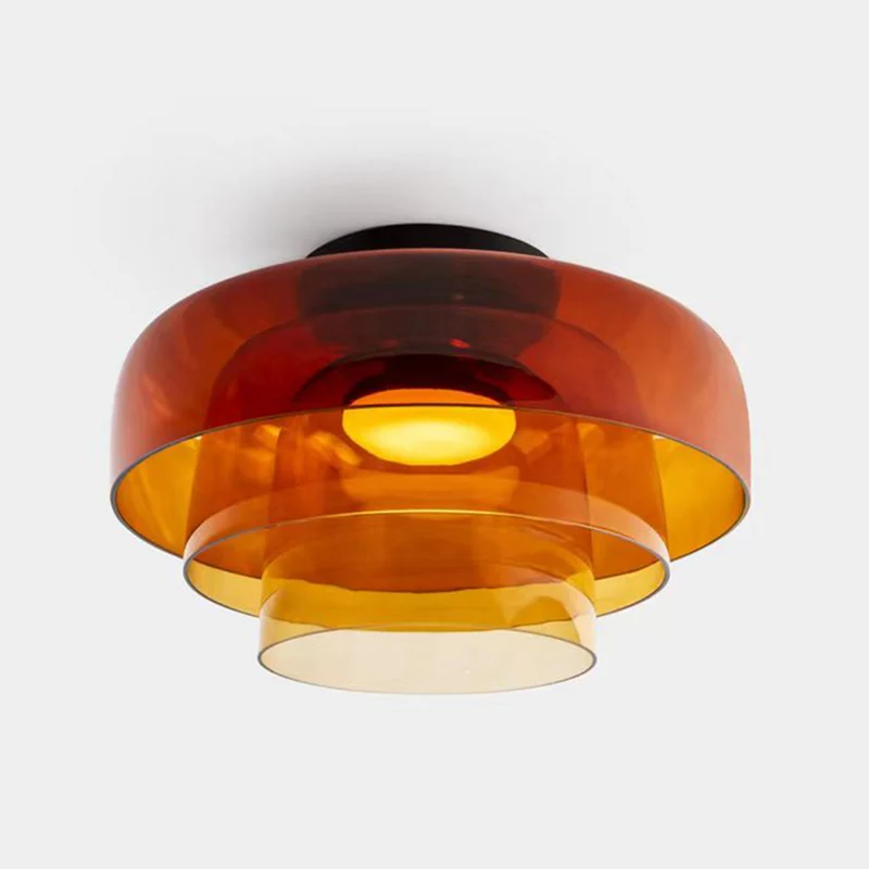 Design Glazen Plafondlamp met Gelaagde Structuur — Elegant Lichtspel voor Eetkamer, Woonkamer en Slaapkamer | Sansoti