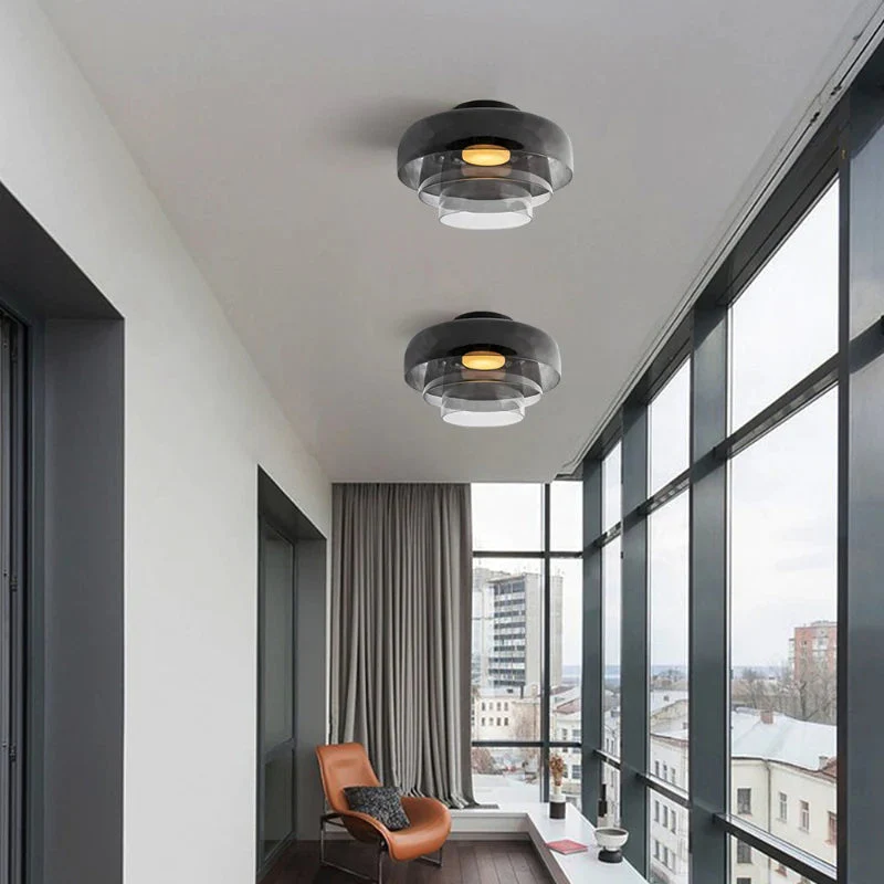 Design Glazen Plafondlamp met Gelaagde Structuur — Elegant Lichtspel voor Eetkamer, Woonkamer en Slaapkamer | Sansoti