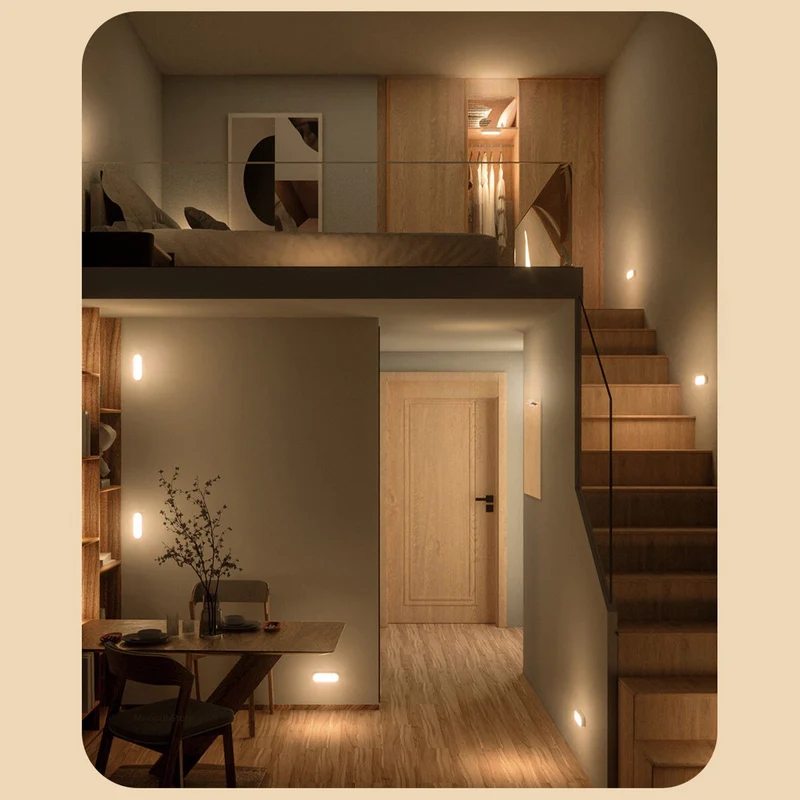 Oplaadbare Nachtlamp met Bewegingssensor – LED Wandverlichting Warm Wit Koel Wit – USB-C 3W Sensor 3-5m – Draadloze Kastverlichting Hal Trap Slaapkamer | Sansoti