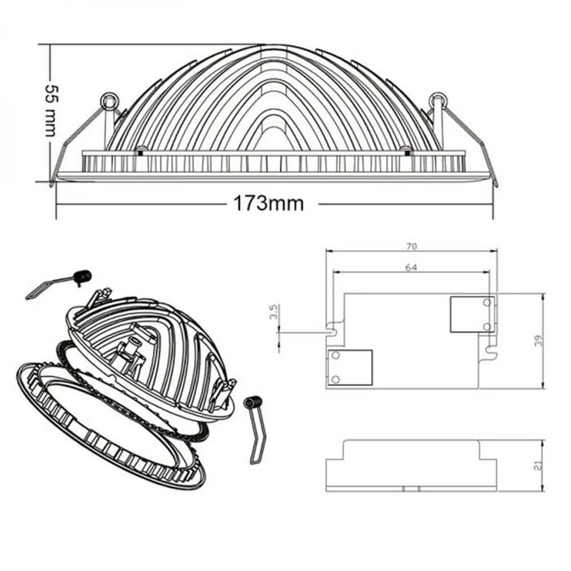 Indirektes Einbau LED-Panel 1030lm Ø 17,3cm Warm Weiß