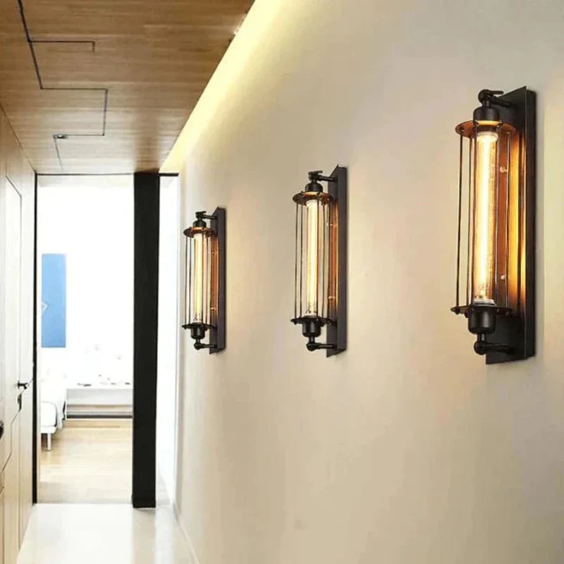 Wandlamp Vintage Metaal met LED Verlichting Zwart Zilver Brons 47x10cm Gietijzer Industrieel Design Wandverlichting Hal Woonkamer | Sansoti