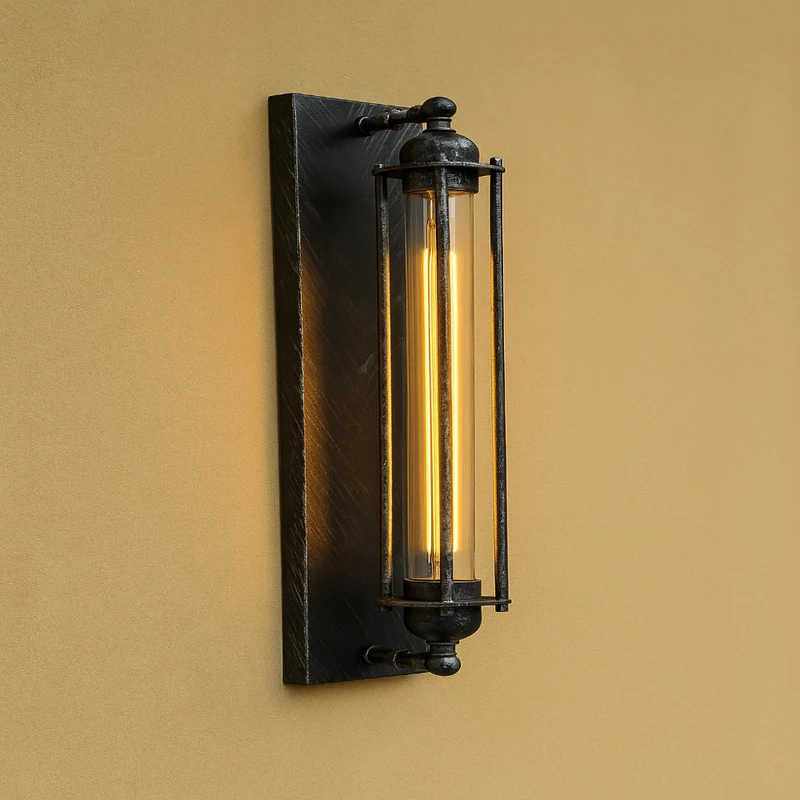Wandlamp Vintage Metaal met LED Verlichting Zwart Zilver Brons 47x10cm Gietijzer Industrieel Design Wandverlichting Hal Woonkamer | Sansoti
