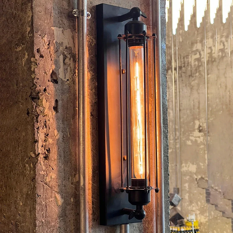 Wandlamp Vintage Metaal met LED Verlichting Zwart Zilver Brons 47x10cm Gietijzer Industrieel Design Wandverlichting Hal Woonkamer | Sansoti