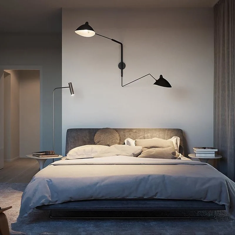 Wandlamp met Verstelbare Gelenkarm Zwart Modern Design voor Woonkamer Werkkamer Flur | Sansoti